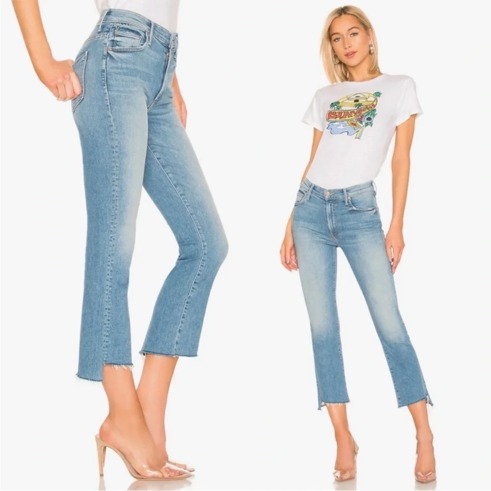 MOTHER- Insider Crop Step Fray Ankle Jeans in Light Wash Shoot to Thrill Size 29
